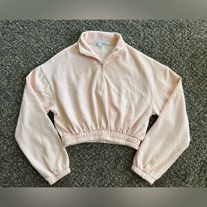 Women’s Celebrity Pink Light Pink/salmon Quarter-Zip Cropped Sweater size Large